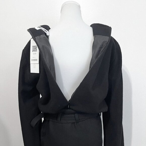 NWT ROCKET X LUNCH BLACK WOOL FELT BELTED BLOUSON DRESS - S - Picture 8 of 16